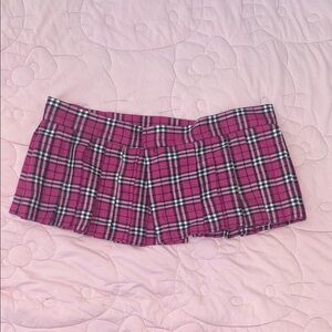 Pink Plaid Mini Skirt/ lingerie